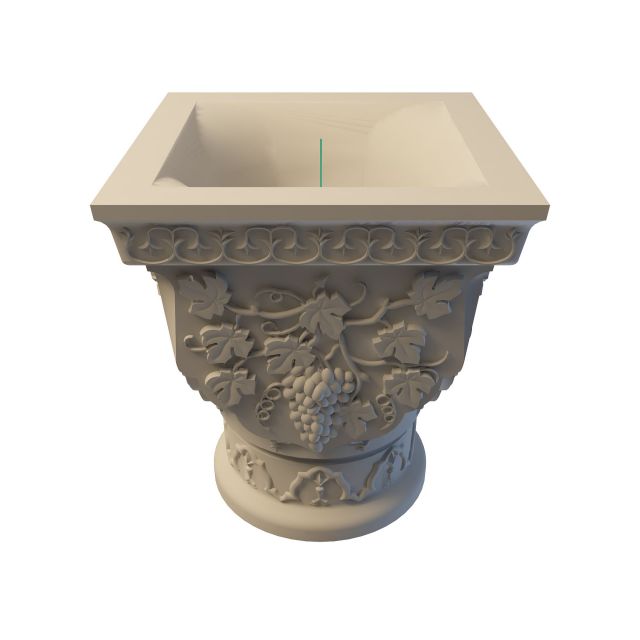 Carved stone flower pot 3d rendering