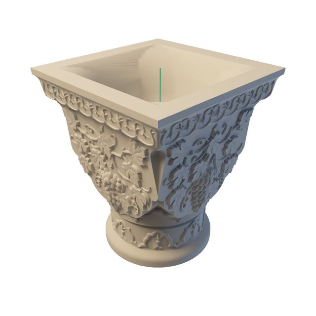 Carved stone flower pot 3d rendering