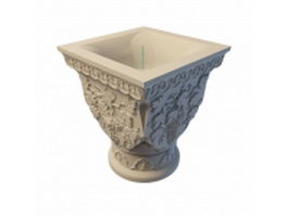 Carved stone flower pot 3d model preview