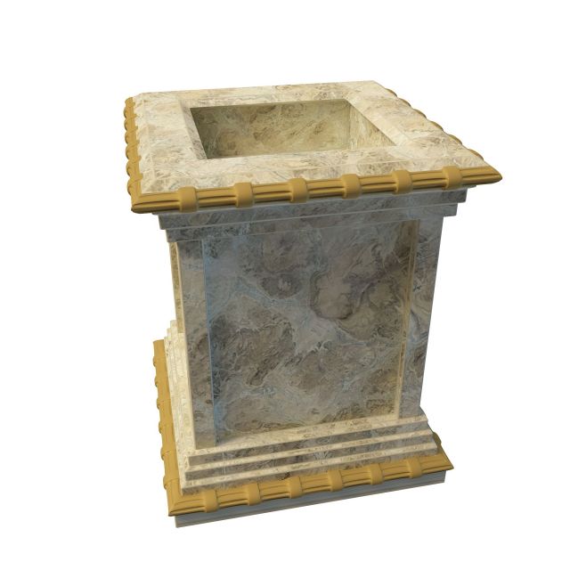 Antique tall square planter 3d rendering