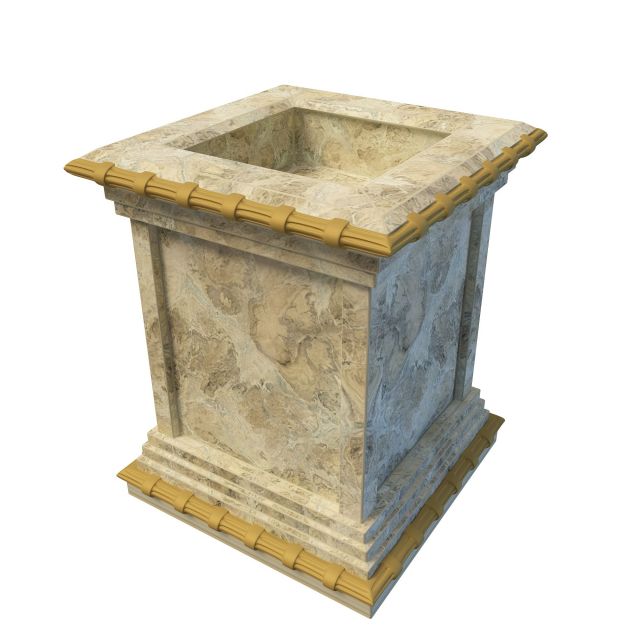 Antique tall square planter 3d rendering