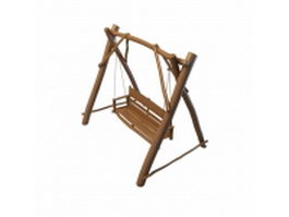 Garden wooden swing seat 3d preview