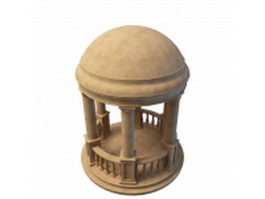Roman marble style garden gazebo 3d model preview