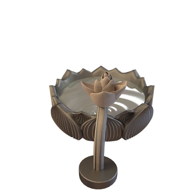 Copper lotus cascading fountain 3d rendering