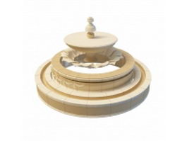 Contemporary round fountain 3d model preview