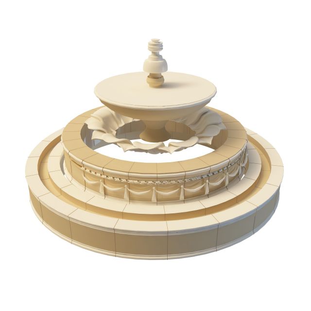 Contemporary round fountain 3d rendering