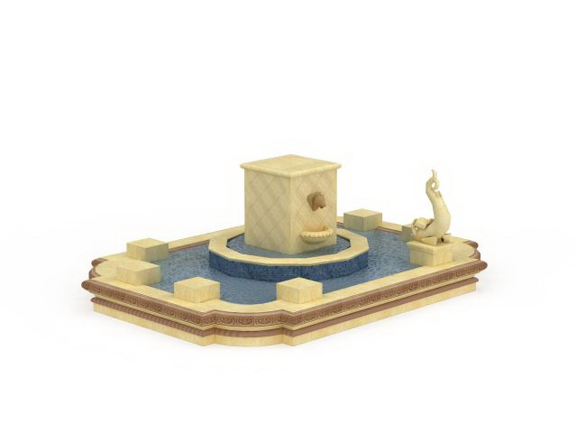 Fountain with pool 3d rendering