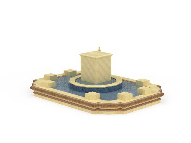 Fountain with pool 3d rendering