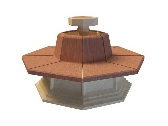 Octagon fountain 3d rendering