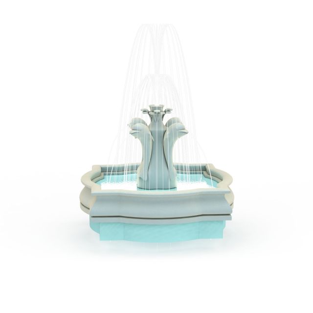 Dolphin fountains for garden 3d rendering