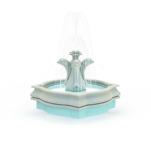 Dolphin fountains for garden 3d rendering