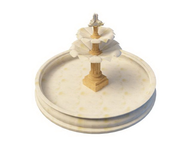 White marble fountain 3d rendering