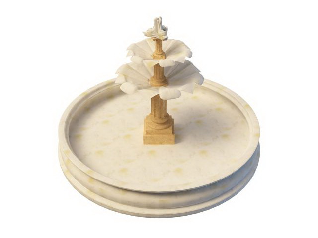 White marble fountain 3d rendering