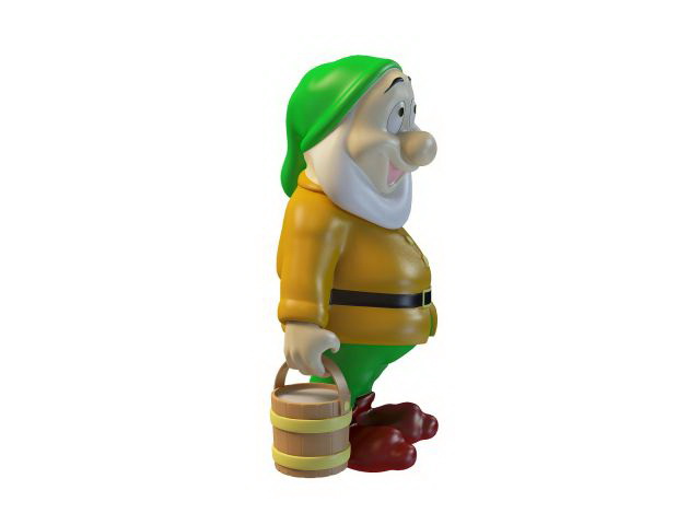 Garden gnome with bucket 3d rendering