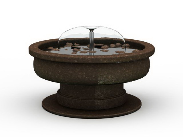 Round stone garden water fountain 3d rendering