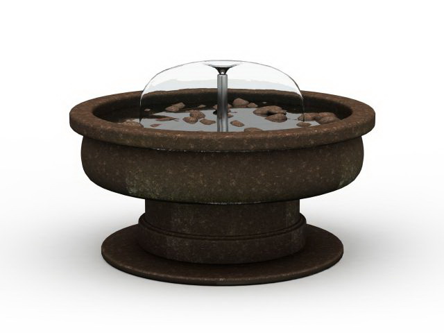 Round stone garden water fountain 3d rendering
