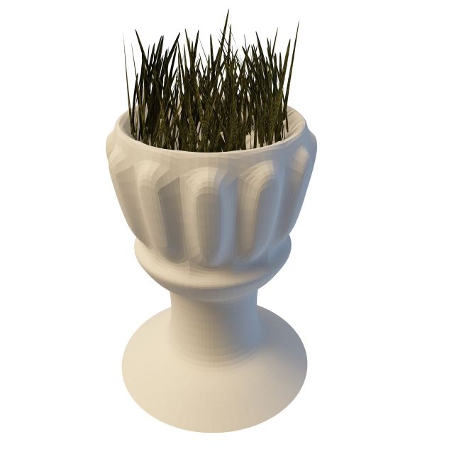 Grass arrangement in urn 3d rendering