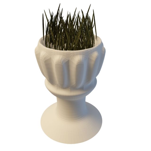 Grass arrangement in urn 3d rendering