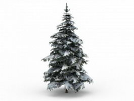 Winter snow spruce tree 3d model preview