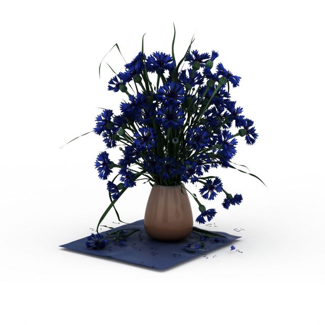 Cornflowers in vase 3d rendering
