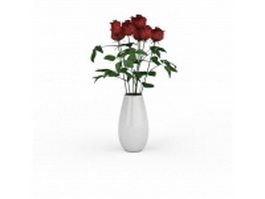 Red roses in vase 3d model preview
