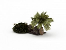 Bottle palm and stone 3d preview