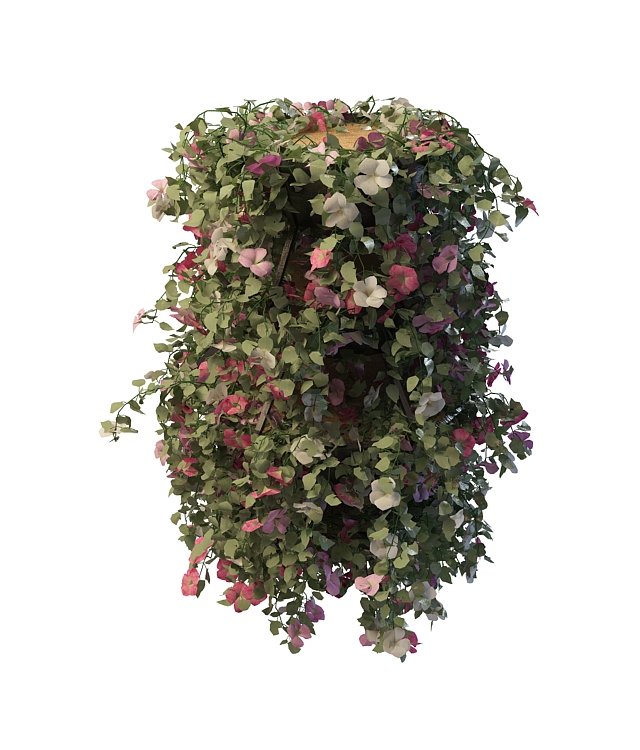 Tiered plant stand with vine flowers 3d rendering