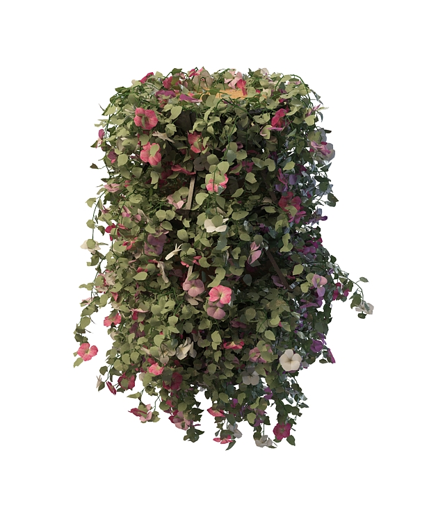 Tiered plant stand with vine flowers 3d rendering