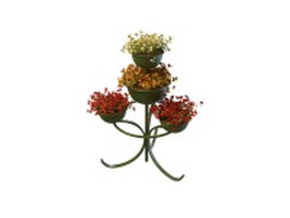 3 Tier planter stand with flowers 3d preview
