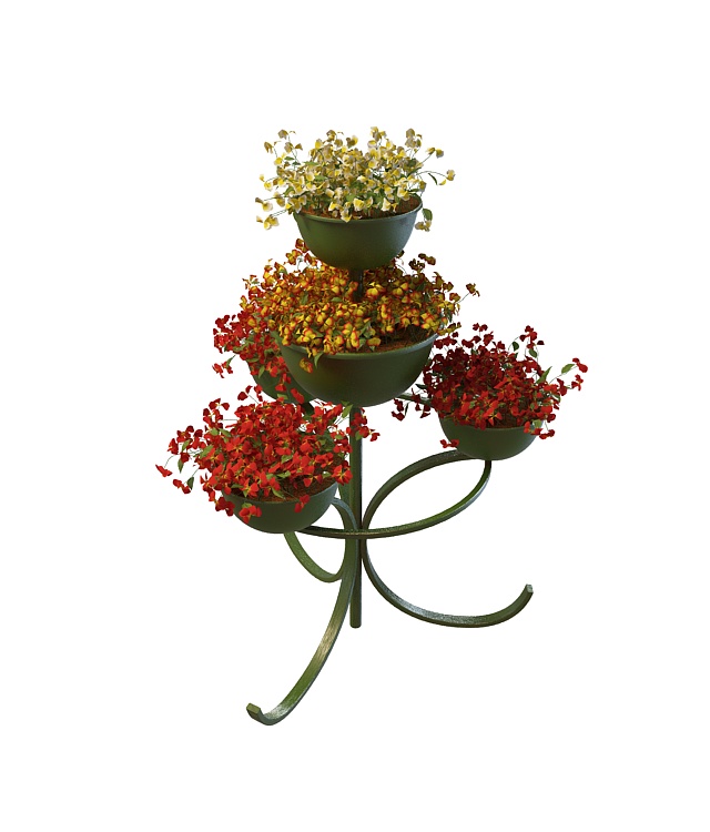 3 Tier planter stand with flowers 3d rendering