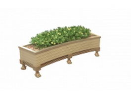 Garden wood flower planter 3d model preview