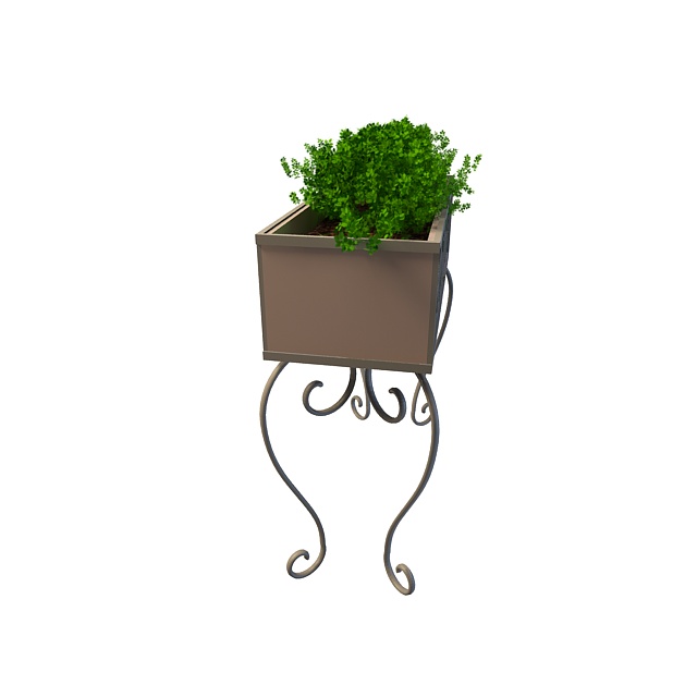 Wrought iron plant stand 3d rendering