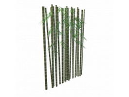 Bamboo trunk with leaves 3d model preview