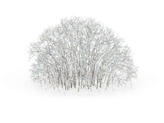 Snow covered shrubs 3d rendering