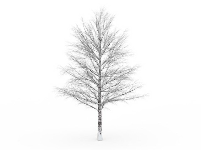 Snow covered bare tree 3d rendering