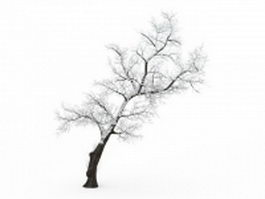 Leaning tree in snow 3d model preview