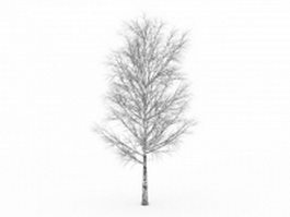 Birch tree in the snow 3d model preview