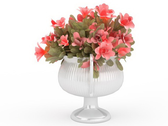 Pink flowers in vase 3d rendering