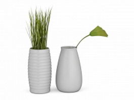 Plants in white vase 3d model preview