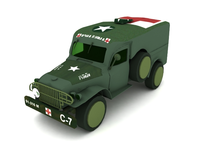Military ambulance vehicle 3d rendering