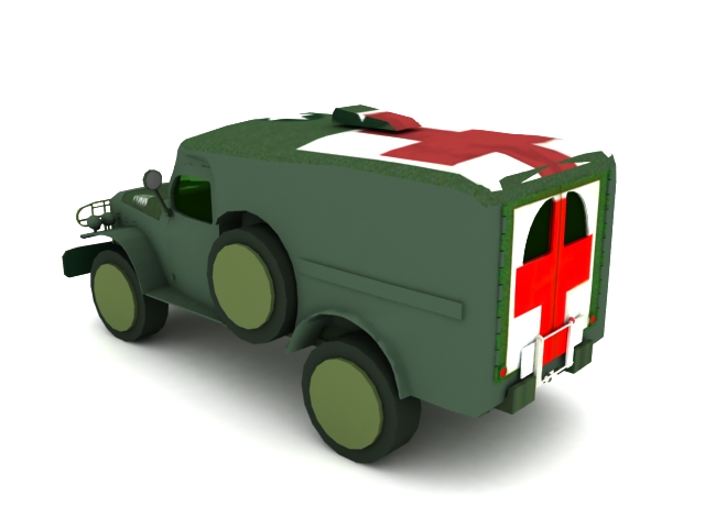 Military ambulance vehicle 3d rendering