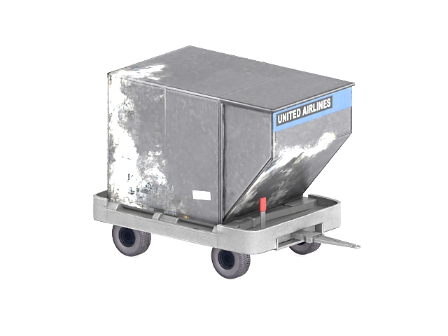 Air cargo container and trailer 3d rendering