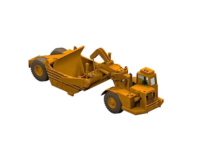 Wheel tractor scraper 3d rendering