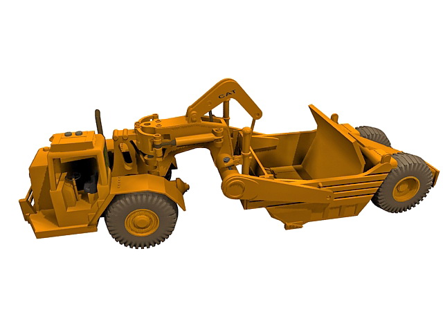 Wheel tractor scraper 3d rendering