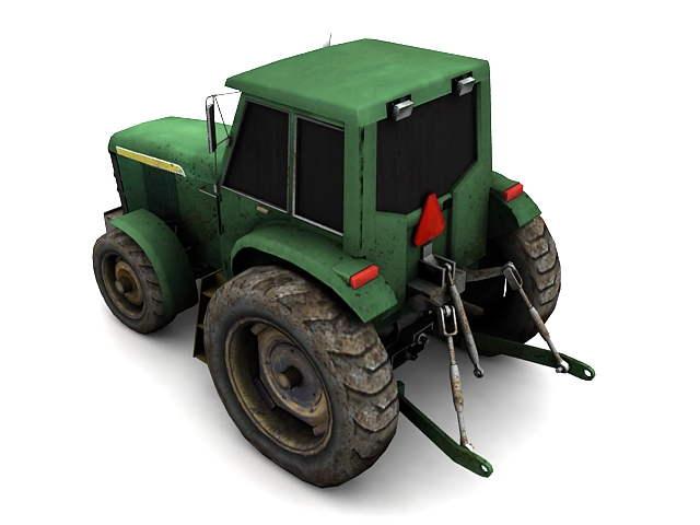 Broken tractor 3d rendering