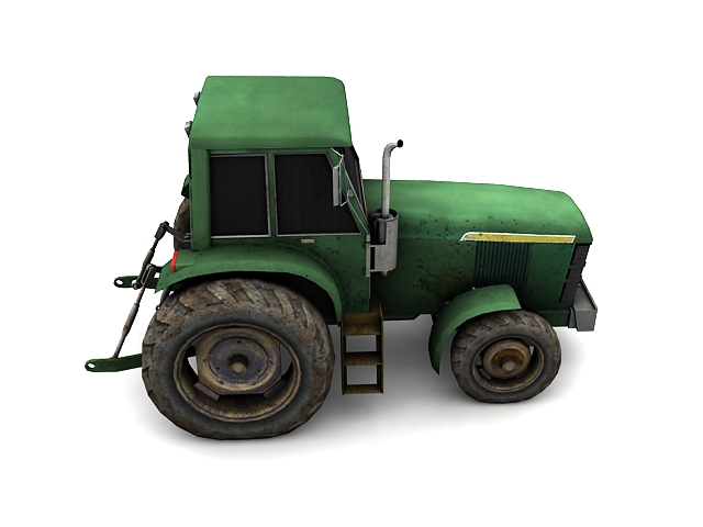 Broken tractor 3d rendering