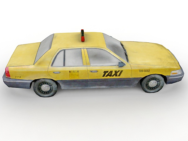 Old taxi cab 3d rendering