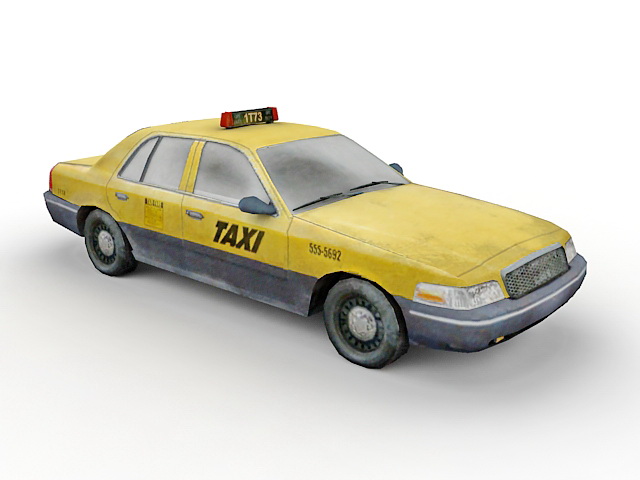 Old taxi cab 3d rendering