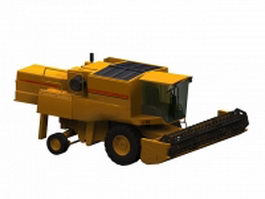 Yellow combine harvester 3d model preview