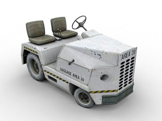 Airport baggage towing tractor 3d rendering